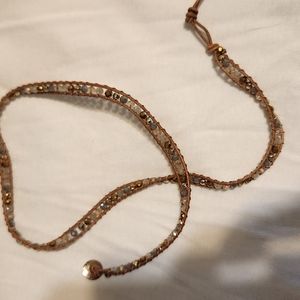 Brown and Gold Beaded Wrap Bracelet